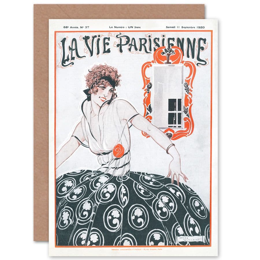La Vie Parisienne Stylish Woman French Magazine Cover Greetings Card