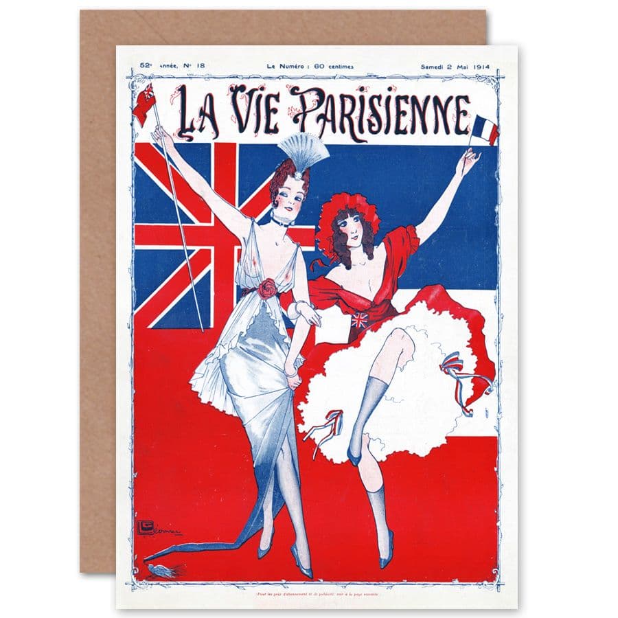 La Vie Parisienne WW1 Great Britain France Magazine Cover Greetings Card