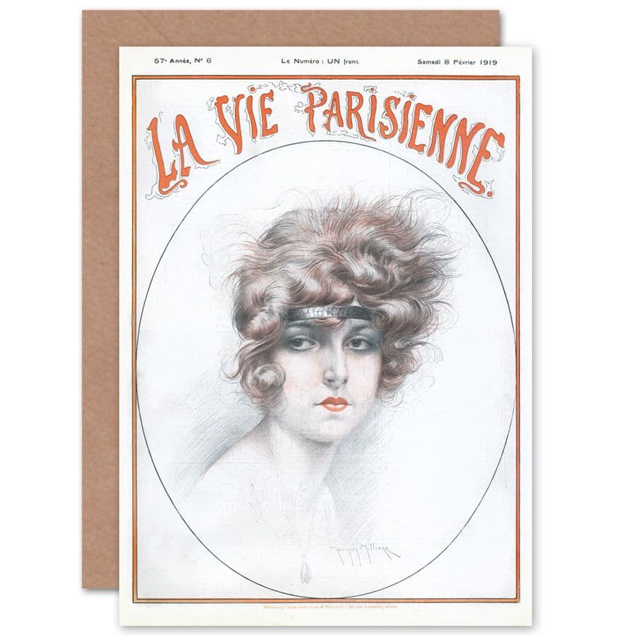 La Vie Parisienne Woman Headband Magazine Cover Greetings Card