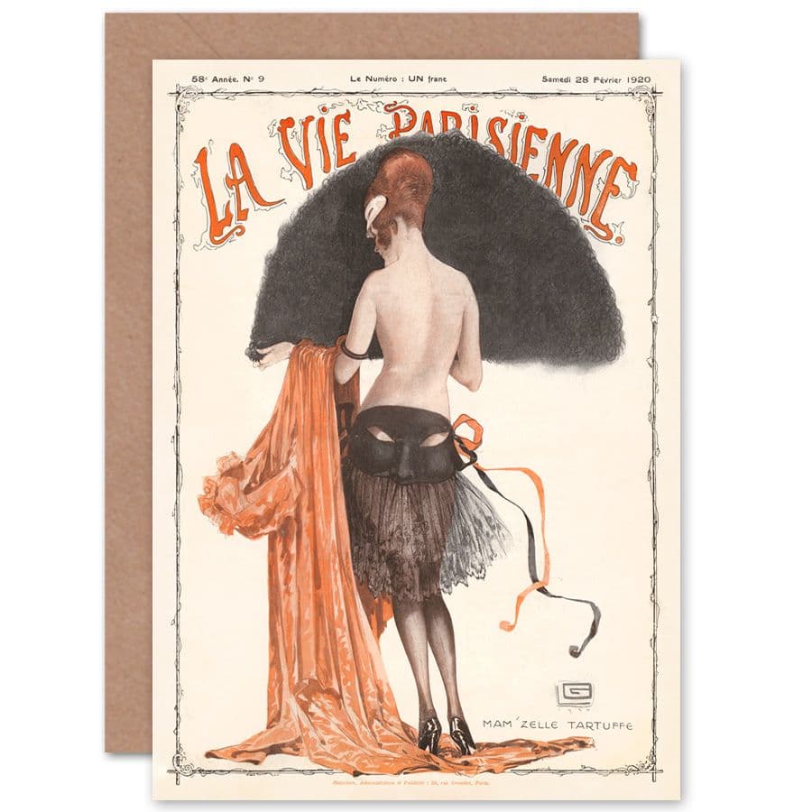 La Vie Parisienne Mademoiselle Tartuffe Magazine Cover Greetings Card