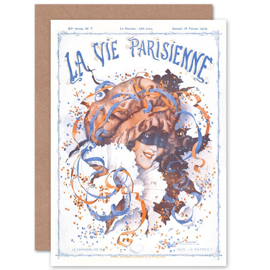 La Vie Parisienne Celebrate Carnival 1919 Magazine Cover Greetings Card
