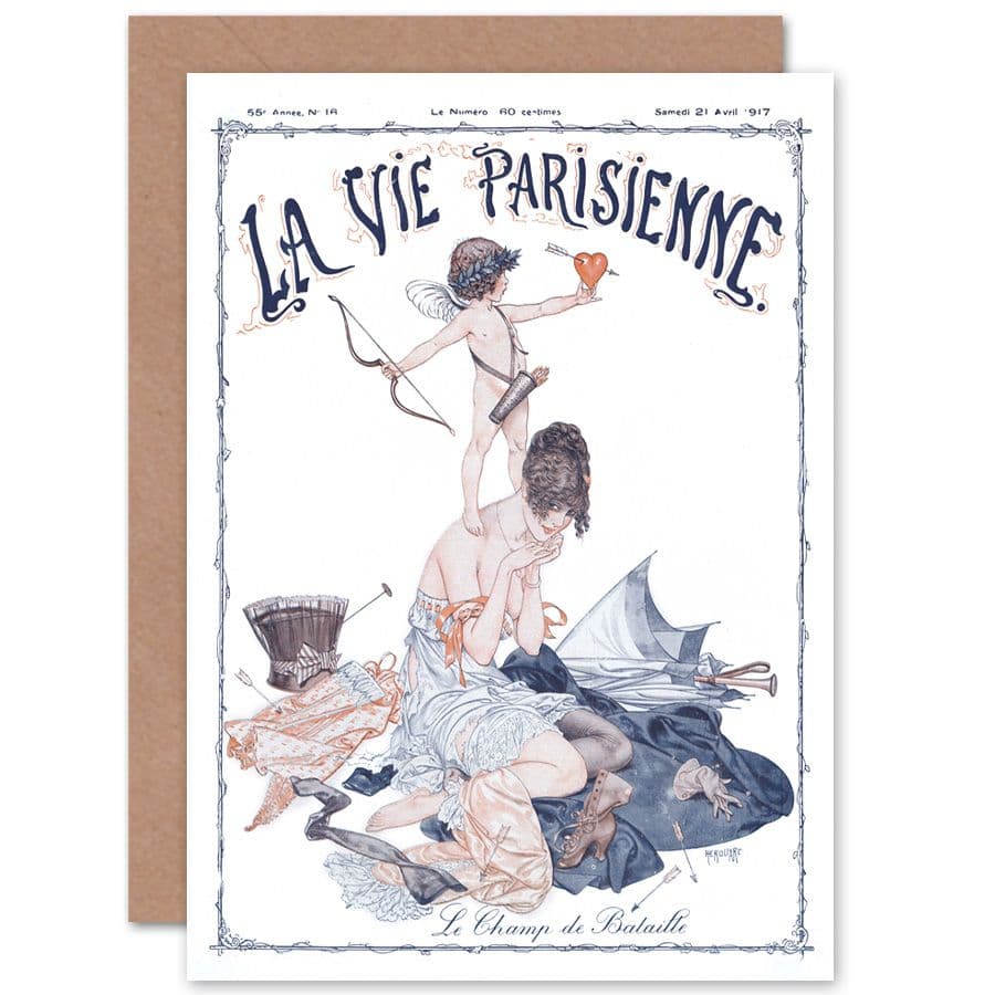 La Vie Parisienne Cupid Love Battlefield Magazine Cover Greetings Card