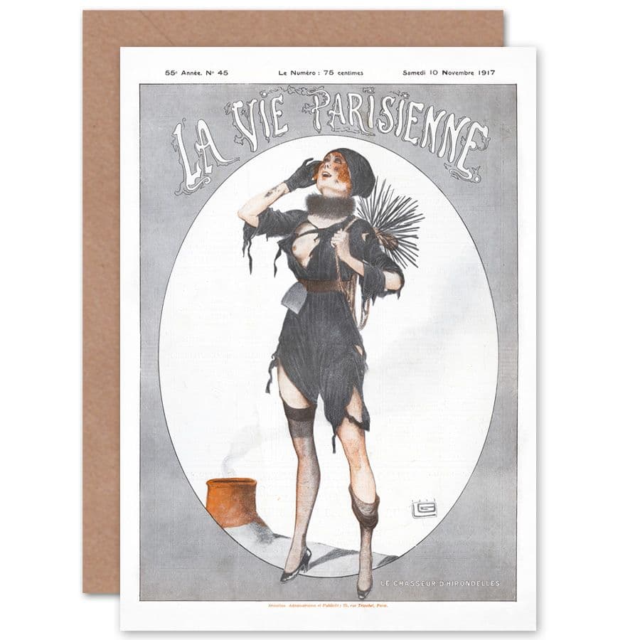 La Vie Parisienne Chimney Sweep Pin Up Magazine Cover Greetings Card