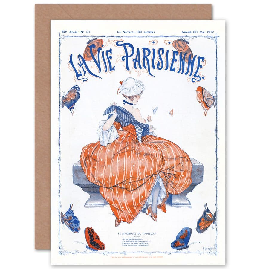 La Vie Parisienne Butterfly Woman Magazine Cover Greetings Card