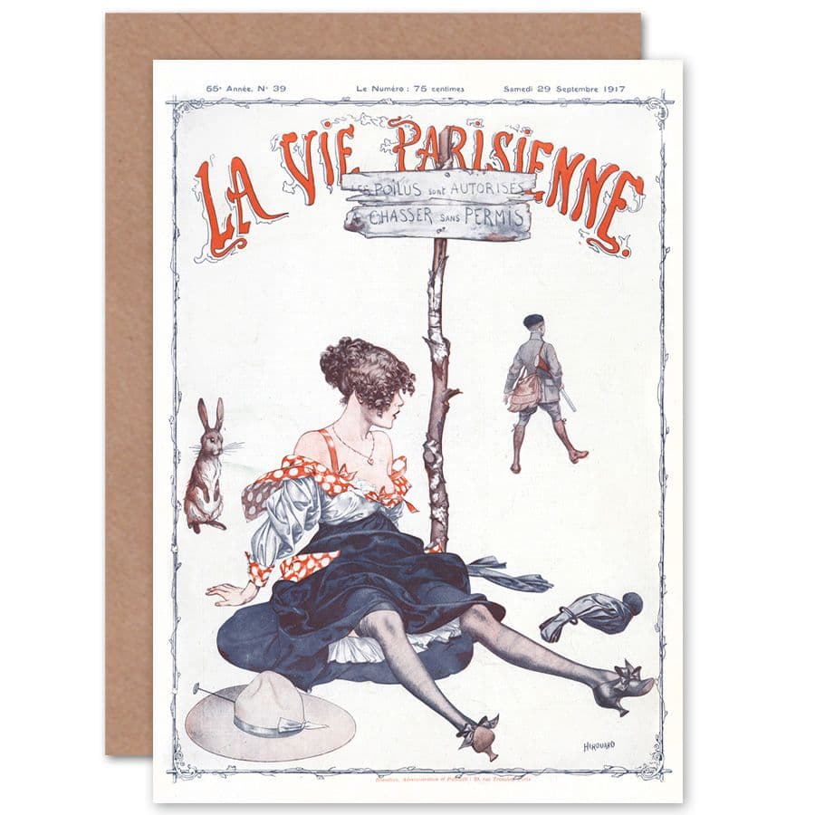 La Vie Parisienne Hunter Woman No License Magazine Cover Greetings Card