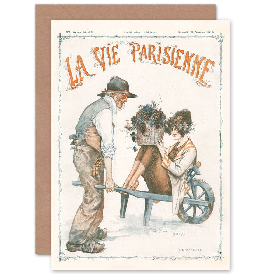 La Vie Parisienne Farmers Fall Harvest Magazine Cover Greetings Card