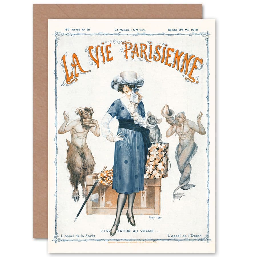 La Vie Parisienne Travel Forest or Ocean Magazine Cover Greetings Card
