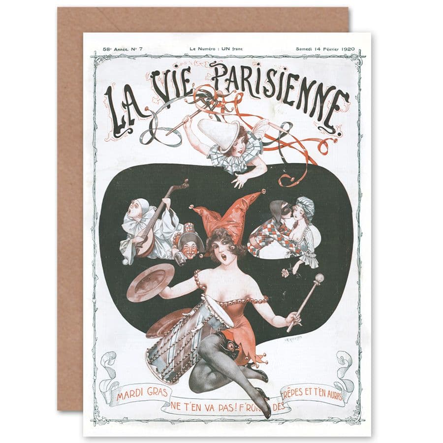 La Vie Parisienne Mardi Gras 1920 Magazine Cover Greetings Card