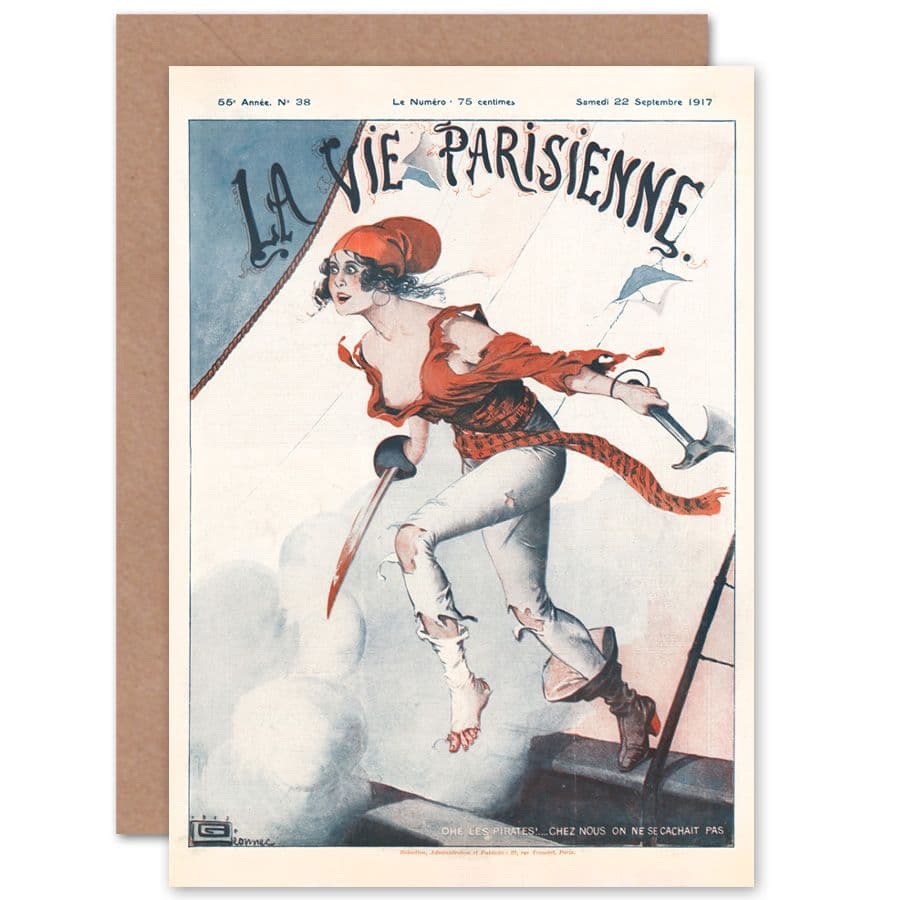 La Vie Parisienne Pirates Swashbuckler Magazine Cover Greetings Card