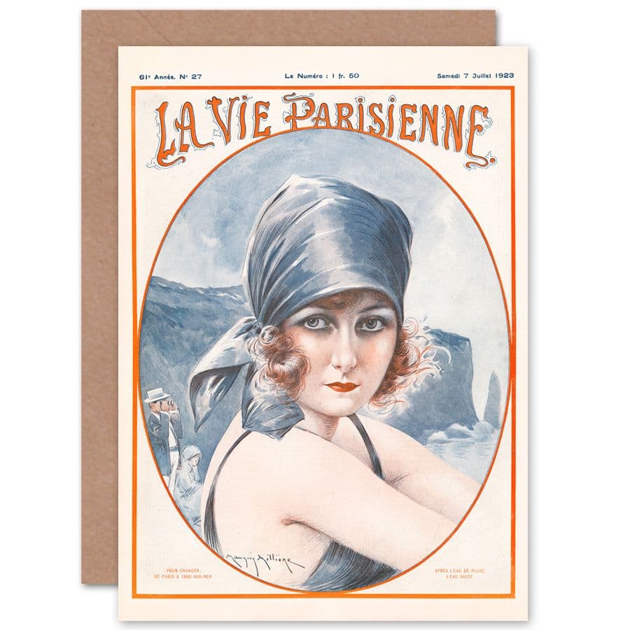 La Vie Parisienne Portrait Woman Water Magazine Cover Greetings Card