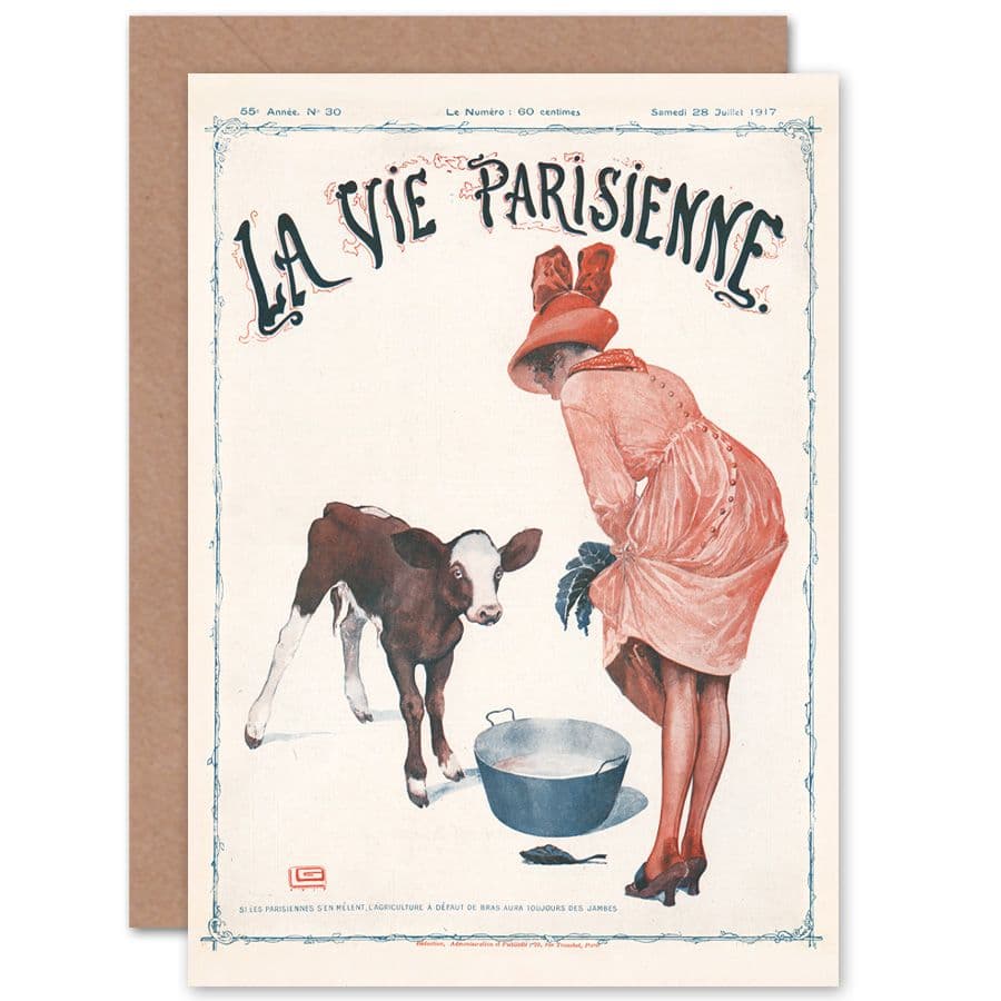 La Vie Parisienne Woman Legs Agriculture Magazine Cover Greetings Card