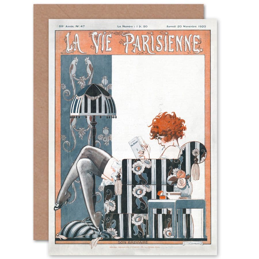 La Vie Parisienne My Love Red Head Magazine Cover Greetings Card