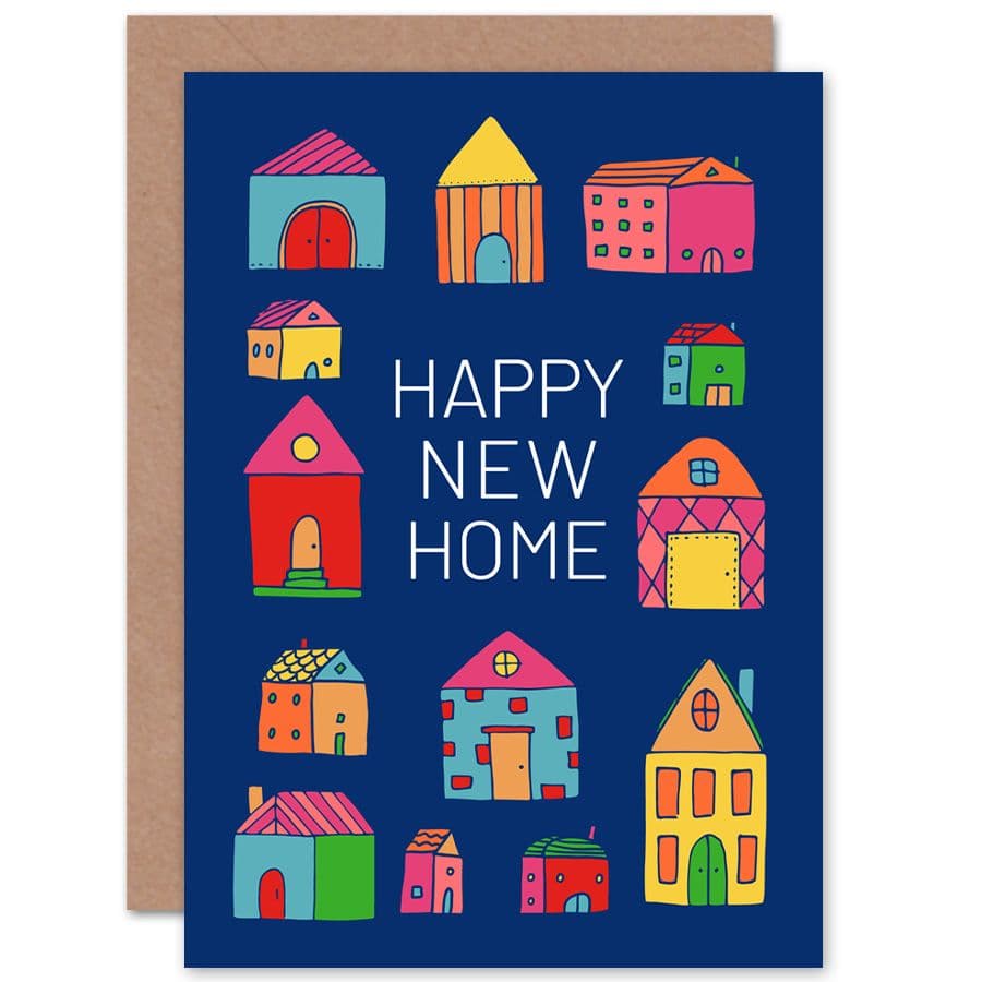 Happy New Home Houses Greetings Card