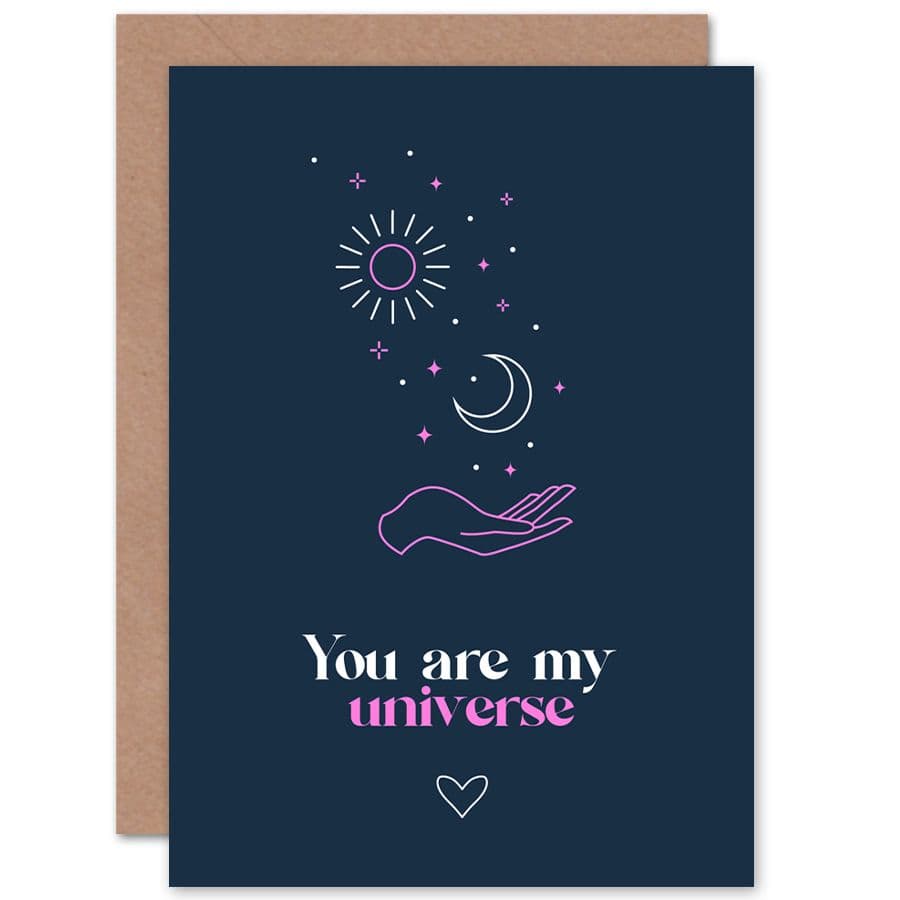 Hand Line Art You Are My Universe Sun Moon Love Greetings Card