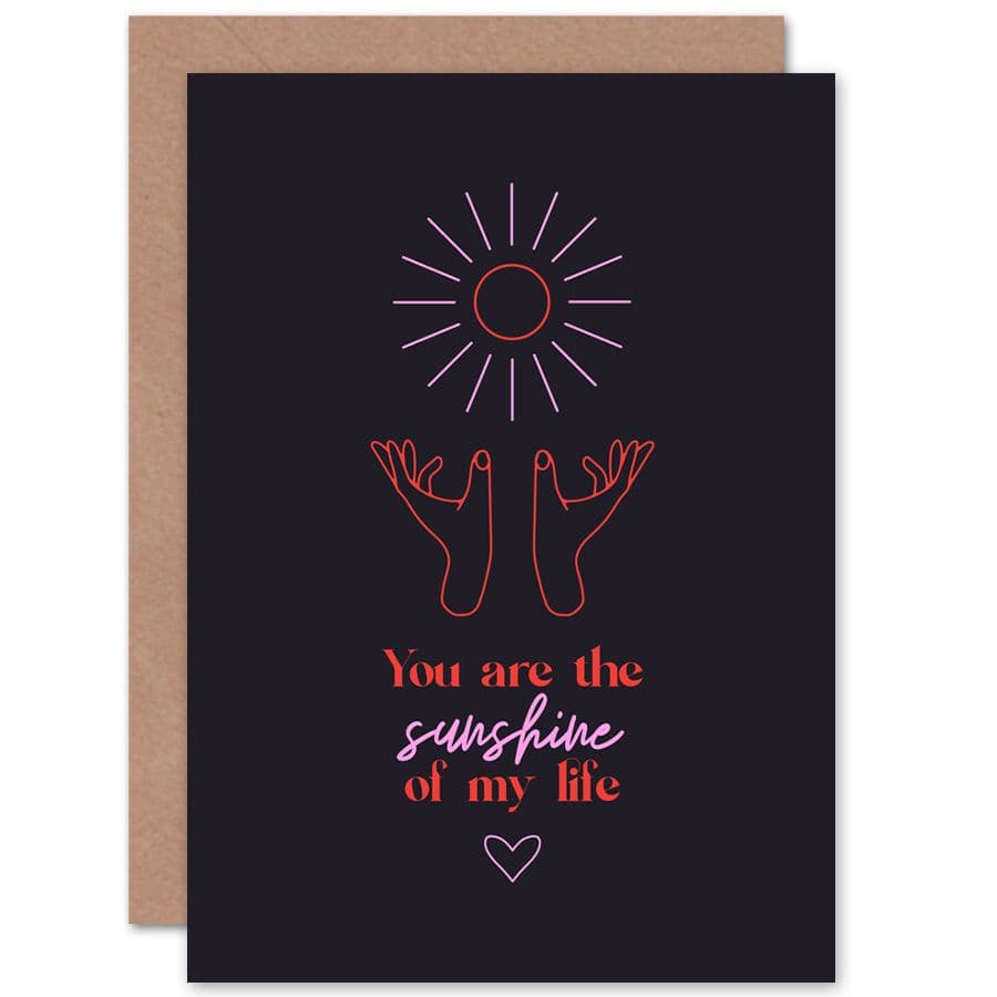 Line Art Hand Sunshine of My Life Love Valentines Greetings Card