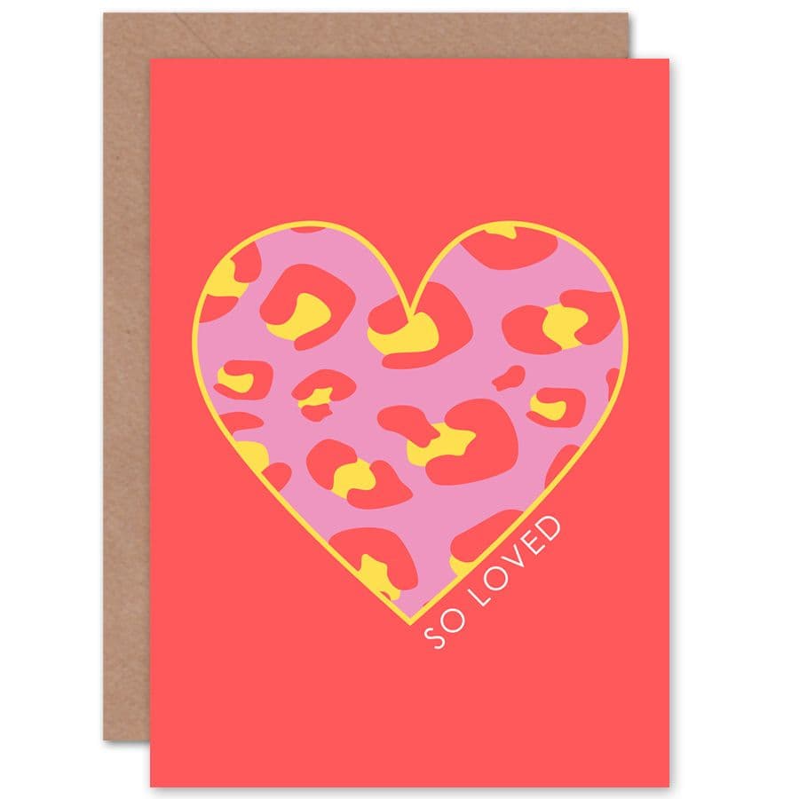 So Loved Leopard Love Heart Greetings Card