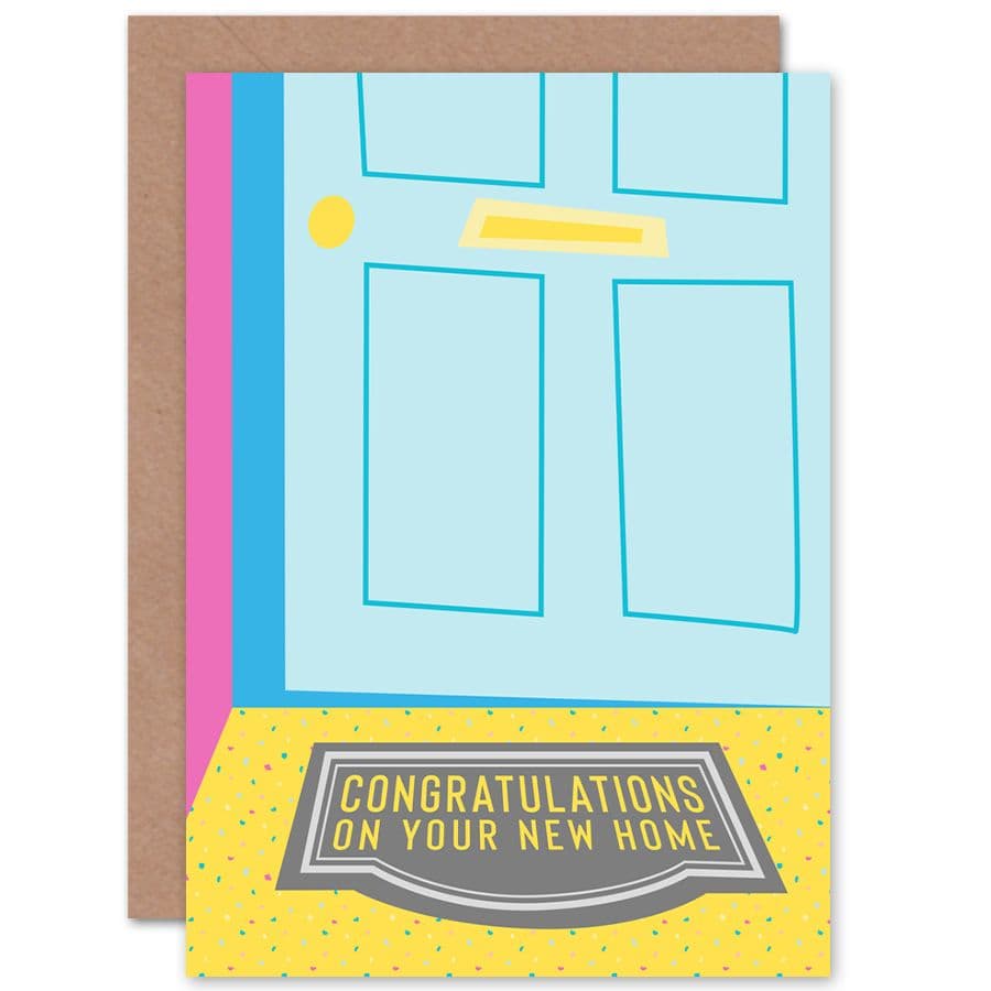 Welcome Mat Home Bright Fun Congratulations Greetings Card