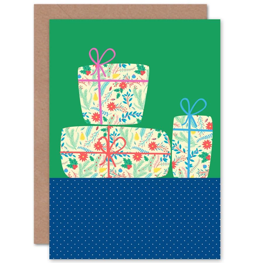 Christmas Bright Floral Collage Gifts Greetings Card