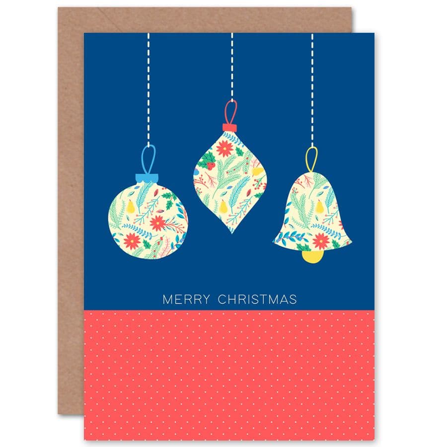 Christmas Bright Floral Collage Ornaments Greetings Card