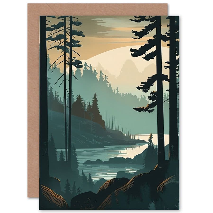 Great Bear Rainforest Misty Sunrise Landscape Travel Birthday Card