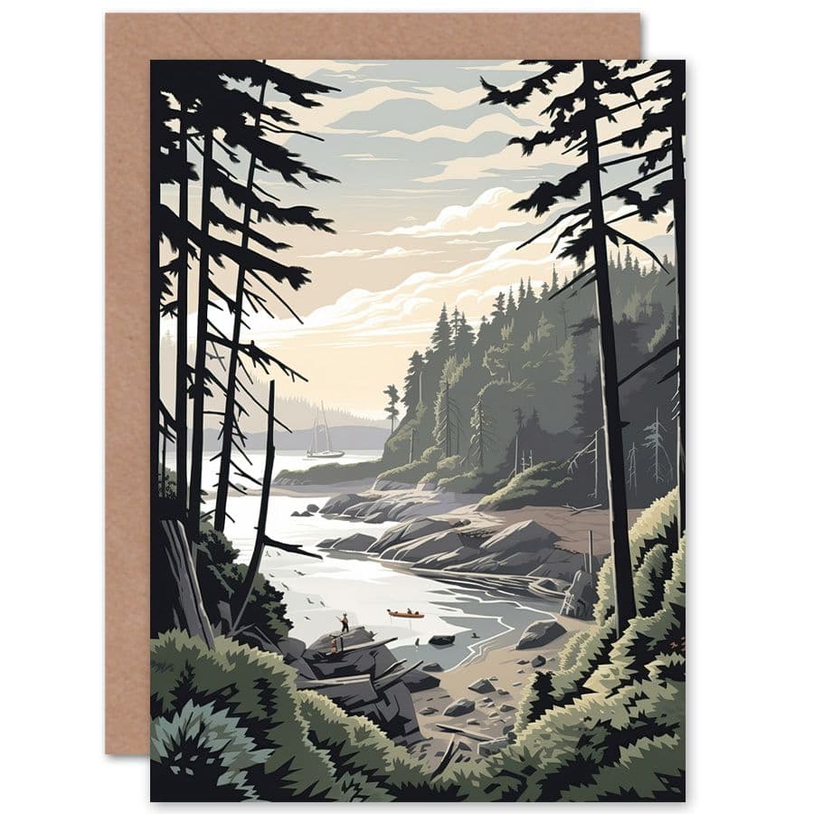 Great Bear Rainforest Hikers Coastal Landscape Travel Birthday Card
