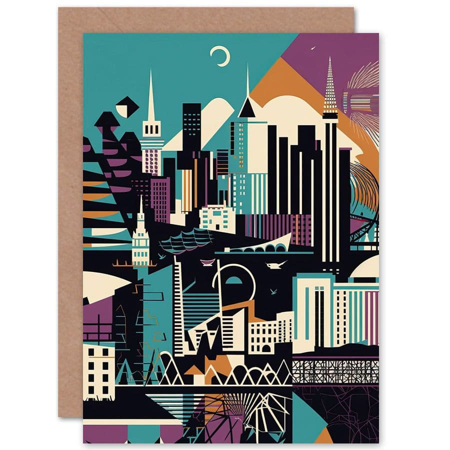 Dundee City Modern Abstract Geometric Cityscape Travel Birthday Card