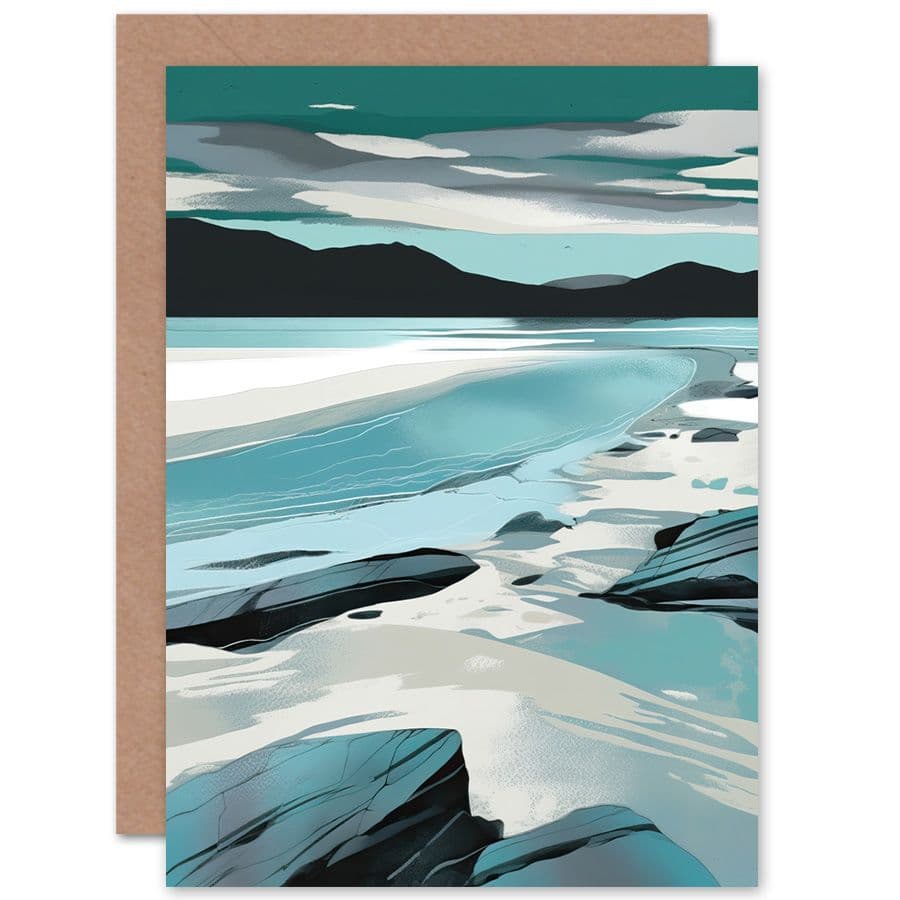 Luskentyre Beach Isle Harris Coastal Landscape Travel Birthday Card