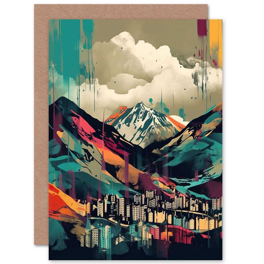 Ben Nevis Fort William Modern Bold Linocut Travel Birthday Card