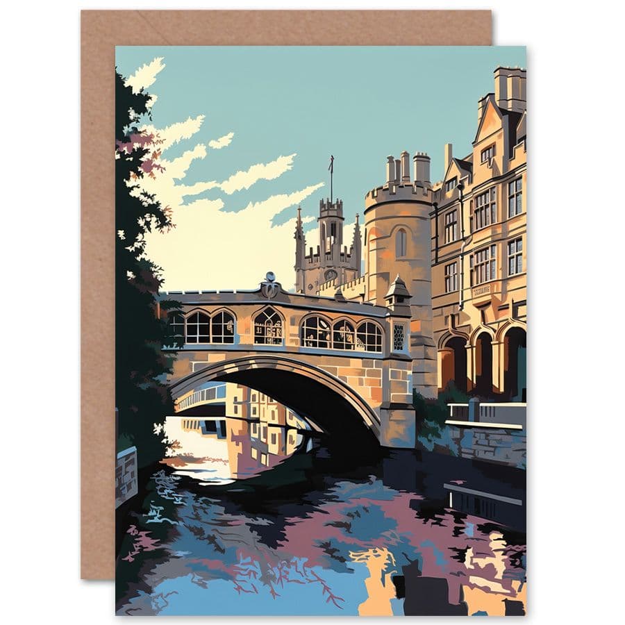 Bridge Sighs Cambridge University on Cam River Travel Birthday Card