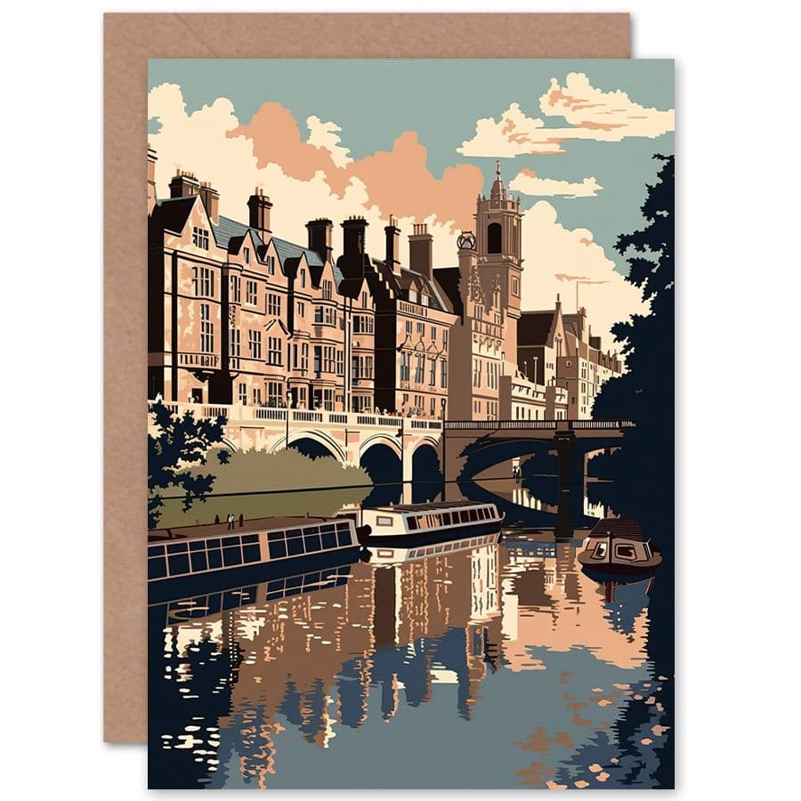 River Cam University Cambridge Buildings Travel Birthday Card