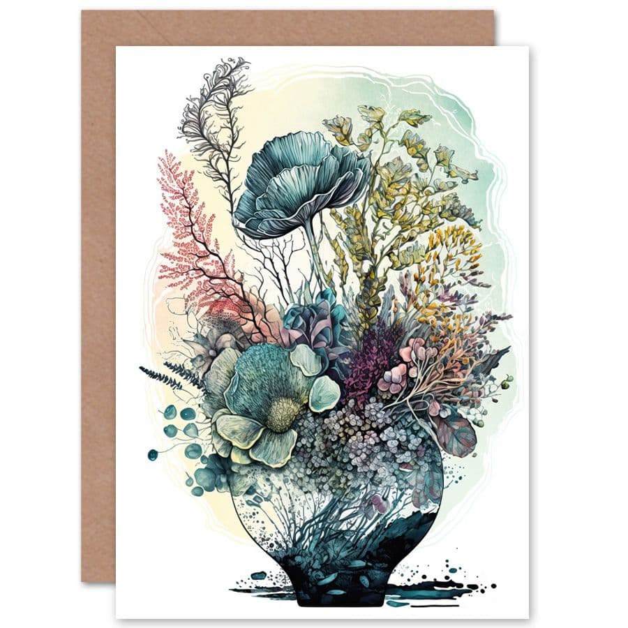 Spring Wildflowers Growing Glass Flower Pot Flowers Nature Birthday Card