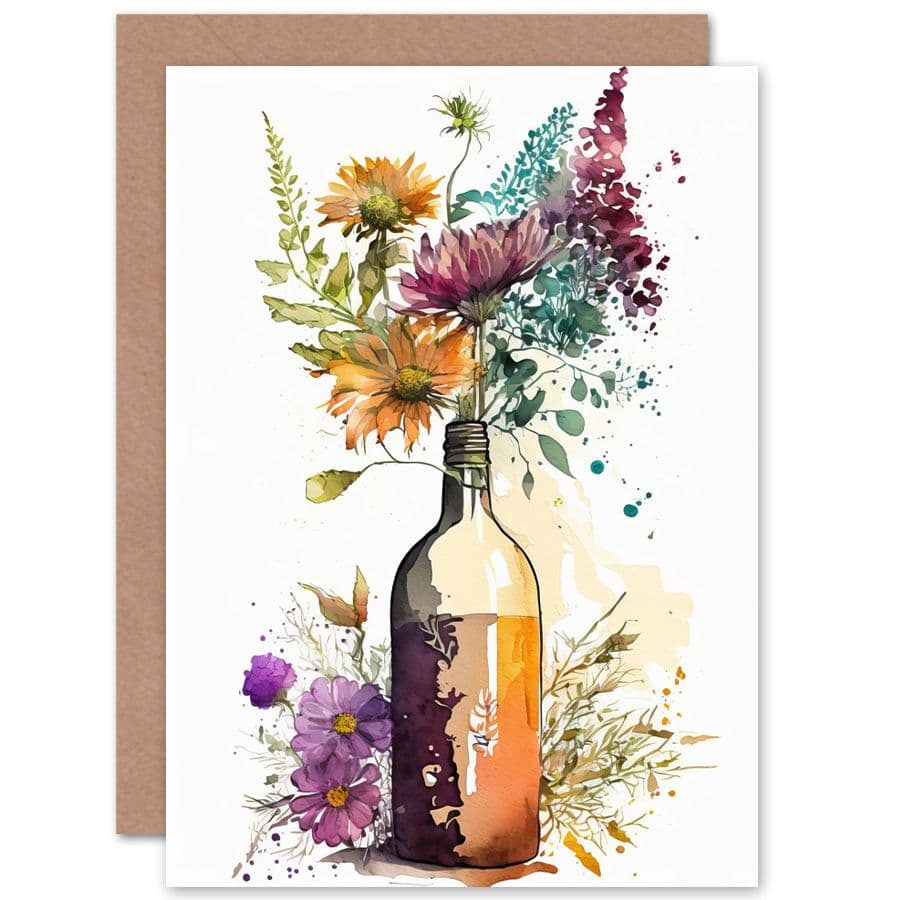 Spring Wildflower Bouquet Glass Bottle Flowers Nature Birthday Card