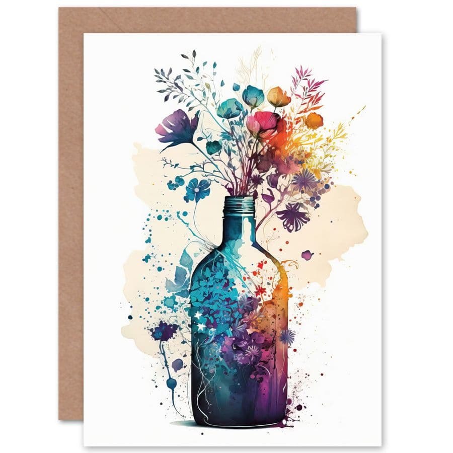 Wildflower Spring Bouquet Glass Bottle Flowers Nature Birthday Card