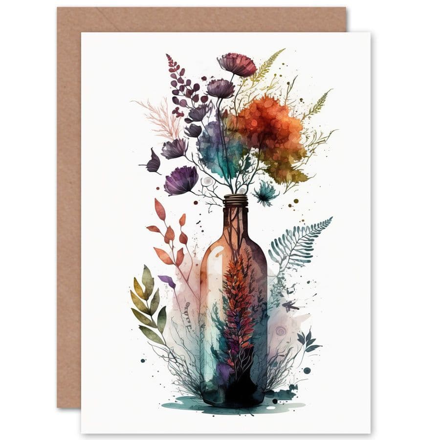 Bottle Spring Wildflower Floral Bouquet Flowers Nature Birthday Card