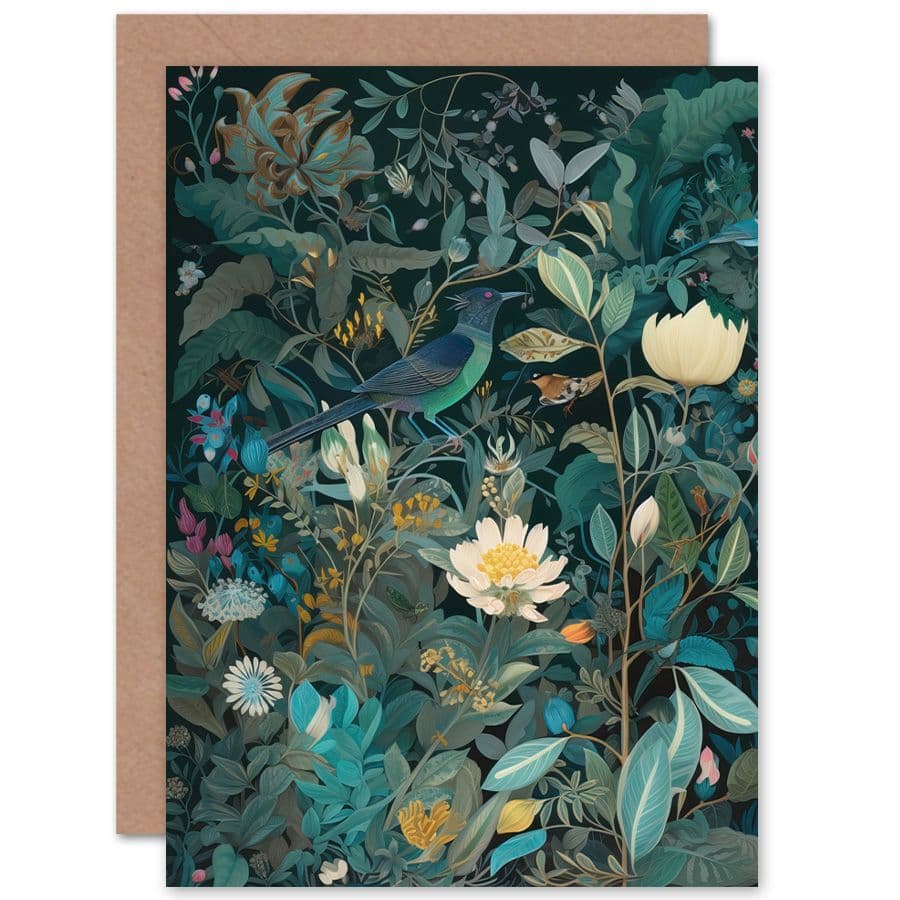 Audubon Style Birds Blooming Wildflower Field Nature Birthday Card