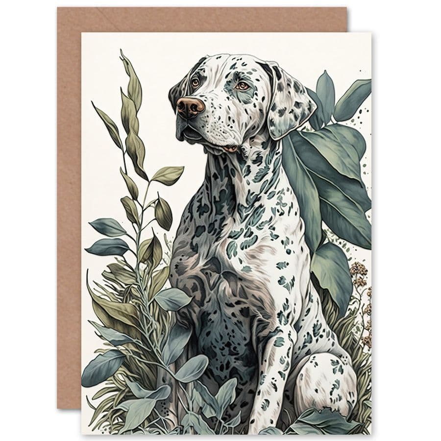 Birthday Card Dalmatian Dog Field Plants Modern Watercolour Art Birthday