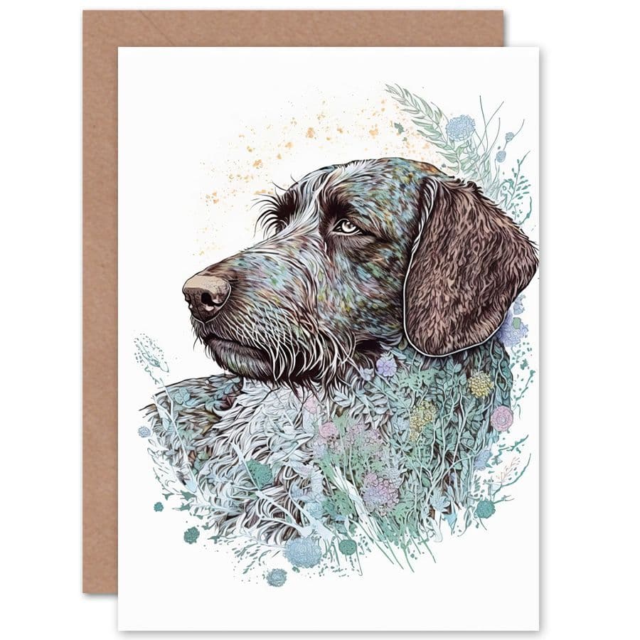 Birthday Card German Wirehaired Pointer Dog Nature Spirit Animal Modern Multicoloured Art Birthday