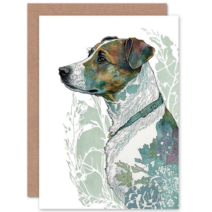 Birthday Card Jack Russell Dog Modern Watercolour Portrait Art Birthday