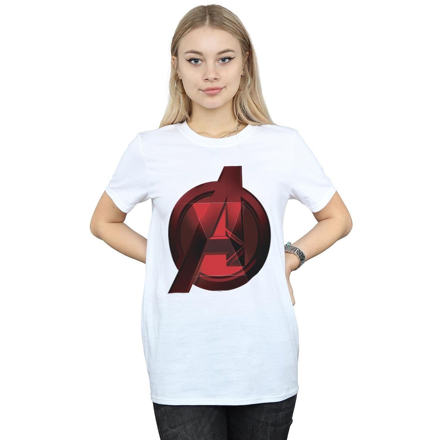 Widow Movie Avengers Logo Cotton Boyfriend T Shirt White