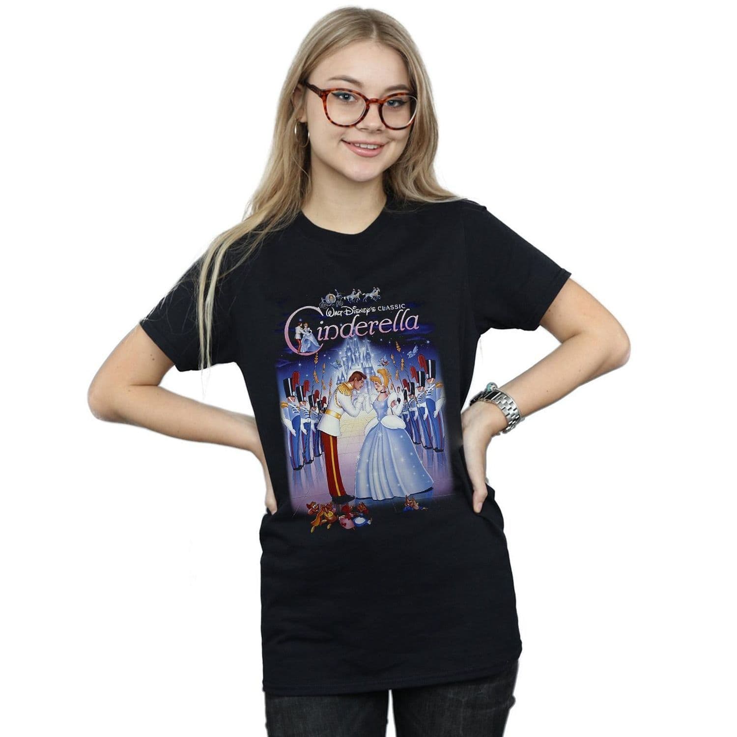 Cinderella Collage Poster Cotton Boyfriend T Shirt