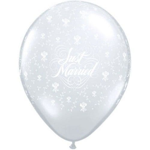 11 Inch Just Married Flowers Latex Balloon