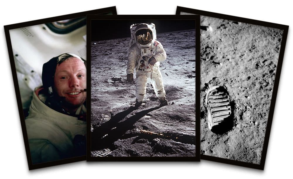 Wall Art Print NASA Apollo 11 Space Armstrong Aldrin Moon Landing Anniversary Framed Pack 3