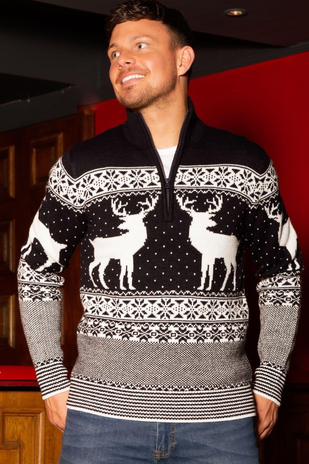 Quarter Zip Neck Fairisle Christmas Jumper