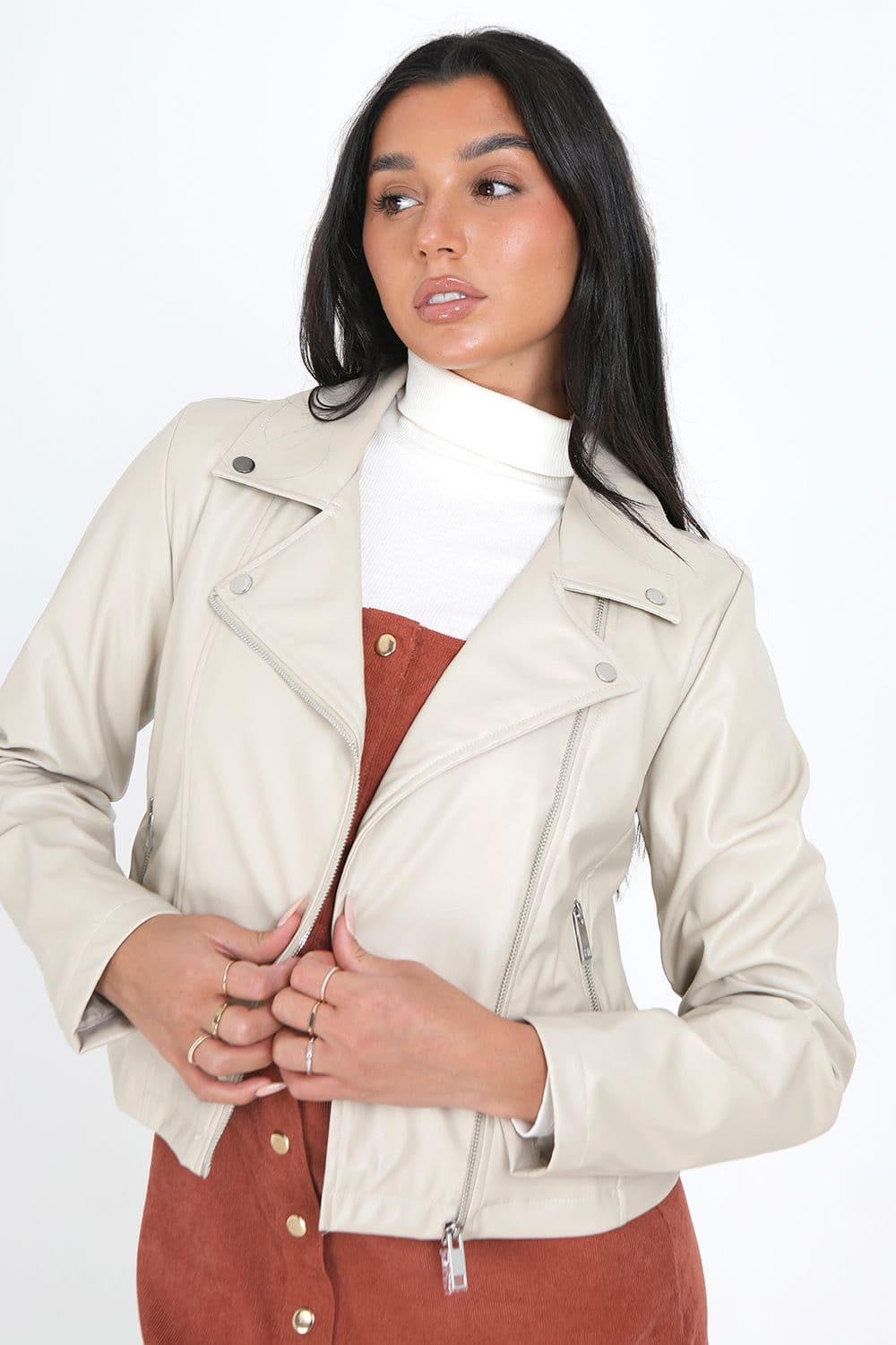 Faux Leather PU Biker Jacket