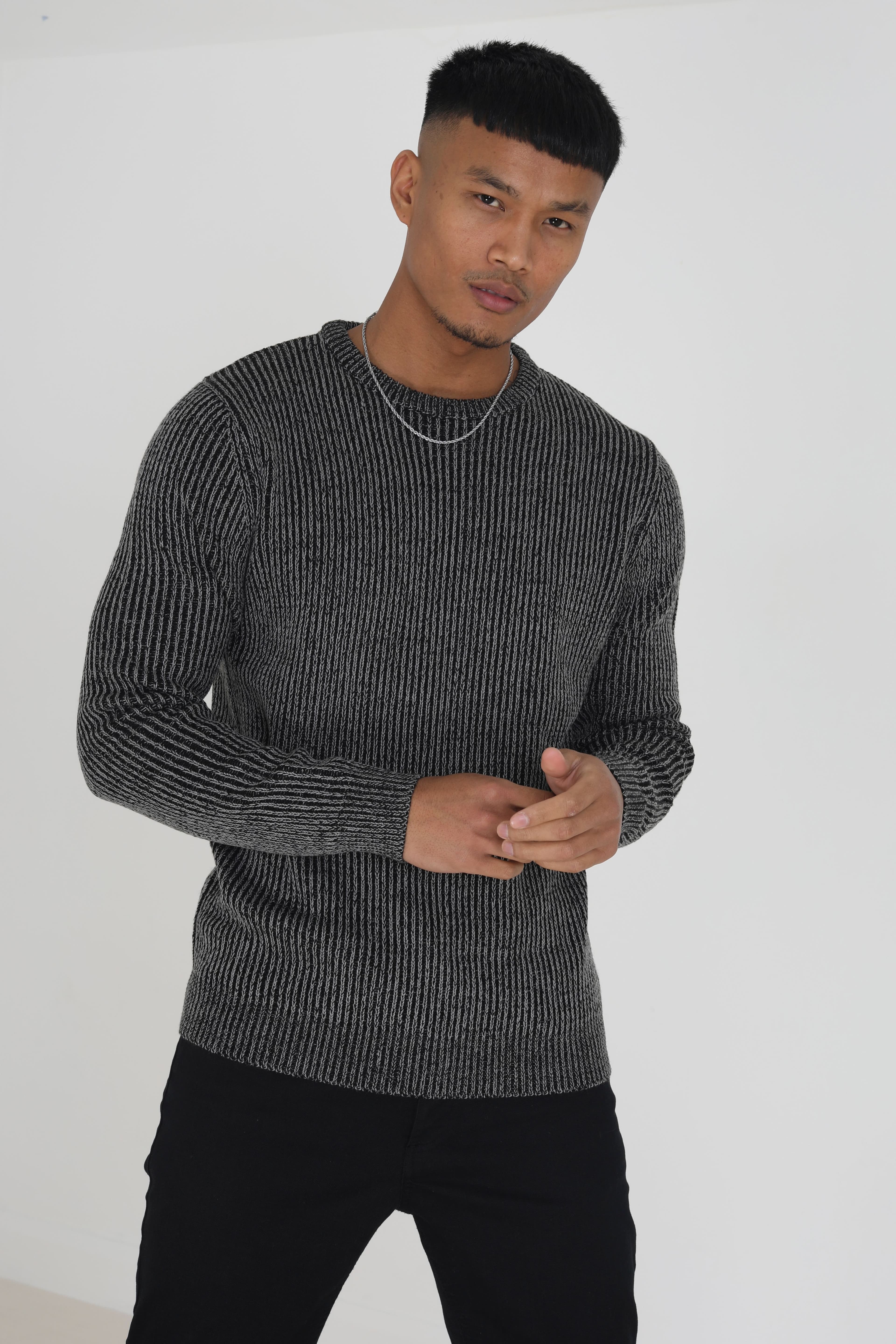 Crew Neck Twisted Knit Jumper