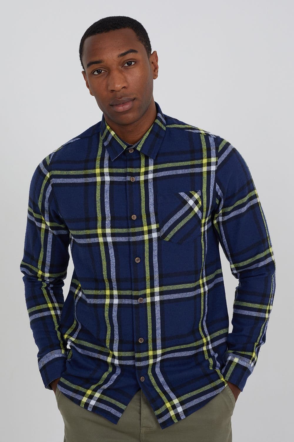 Brushed Cotton Flannel Long Sleeve Shirt