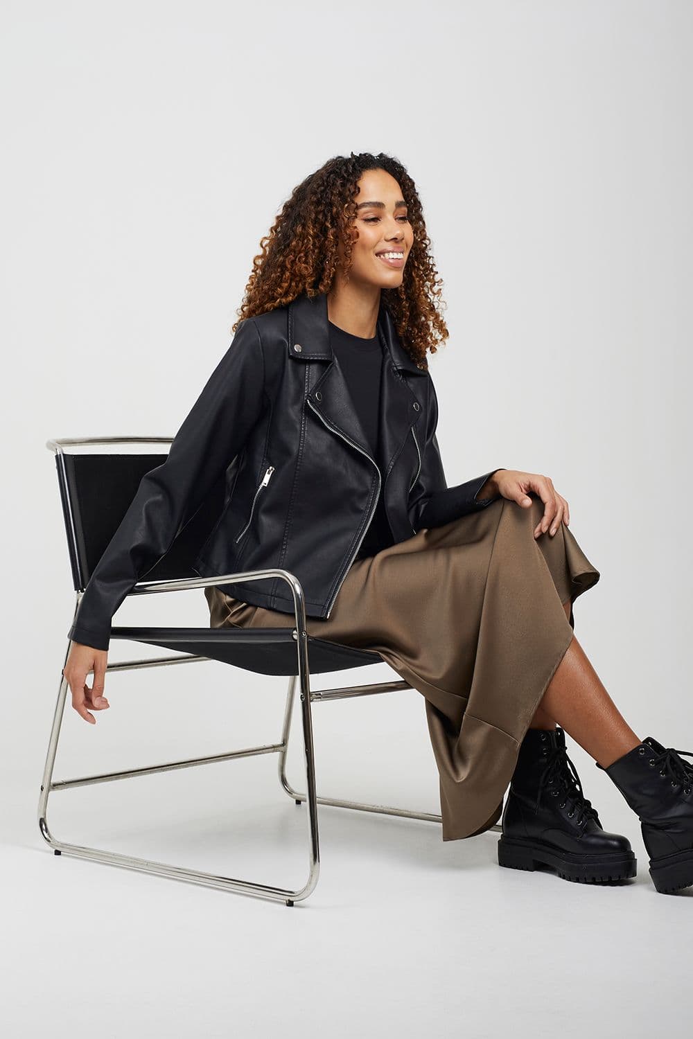 High Shine PU Biker Jacket