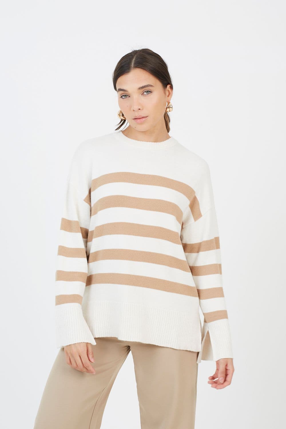 Striped Loose Fit Jumper Wide Sleeves