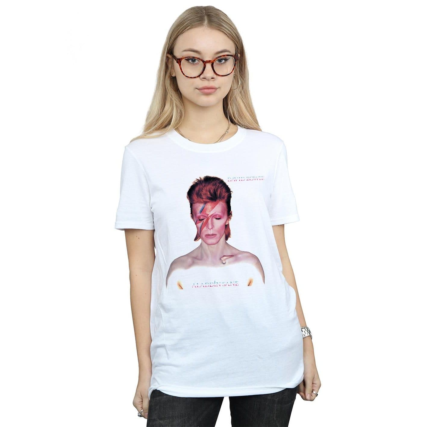 David Bowie Women's My Love For You Cotton Boyfriend T-Shirt in White | Size: Small