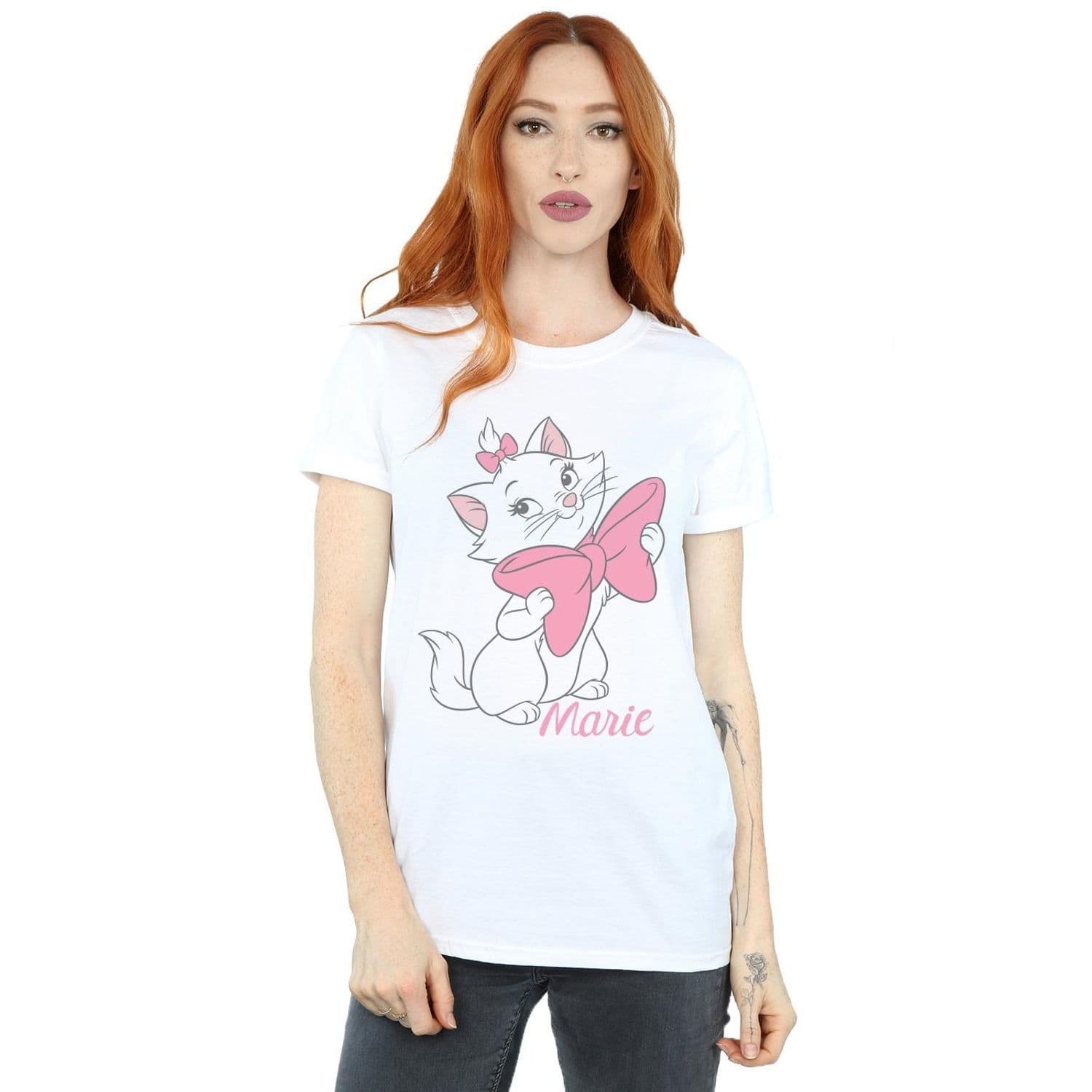 Aristocats Marie Bow Cotton Boyfriend T Shirt